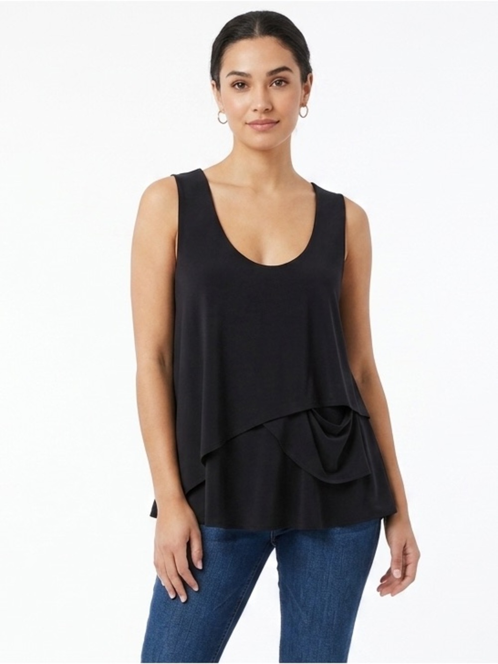 Sympli Black Layered Scoop Neck Tank with removable pocket Sz 14 NWT